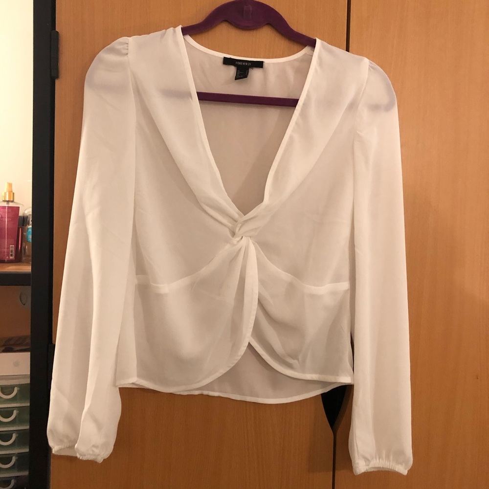 Forever 21 White Chiffon Top Sz Small